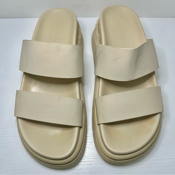 Zara Cream Chunky Platform Y2K 90’s Slide Sandals Sz 38 EU - Picture 2 of 12